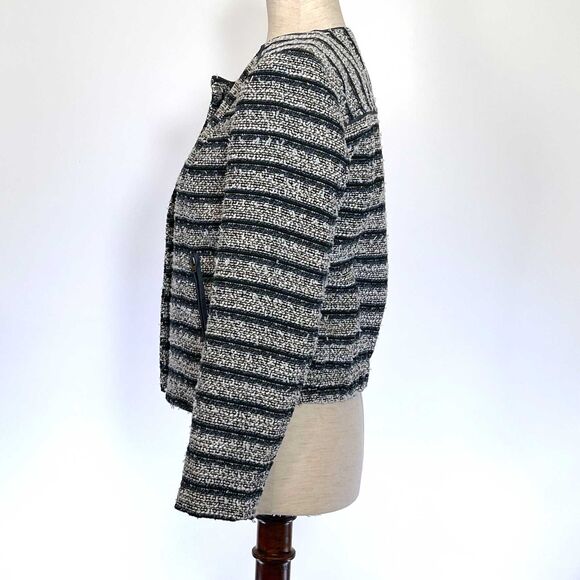 LOFT Stripe Cropped Tweed Jacket Sz 0 - Picture 2 of 8